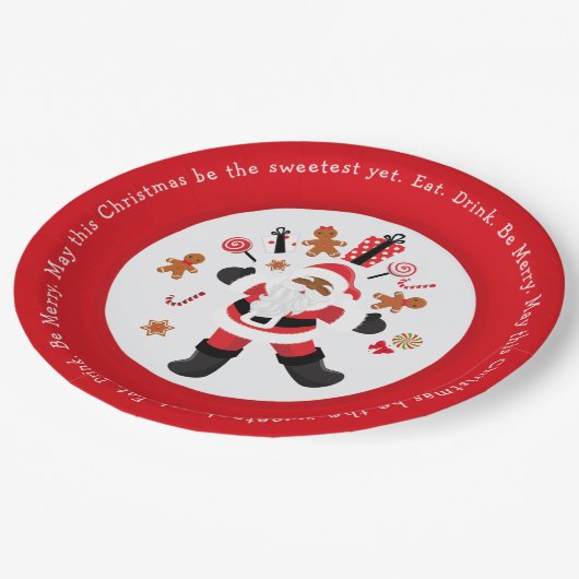 Assiettes En Carton Black Père Noël Mange. Bois ! Sois Joyeux ! (Angle)