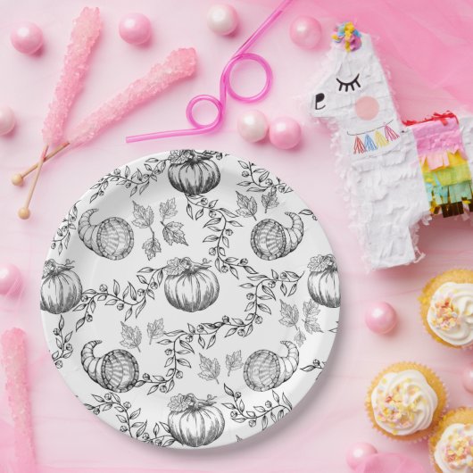 Assiettes En Carton Black Pumpkin Toile 9. Round Paper plate (Fête)