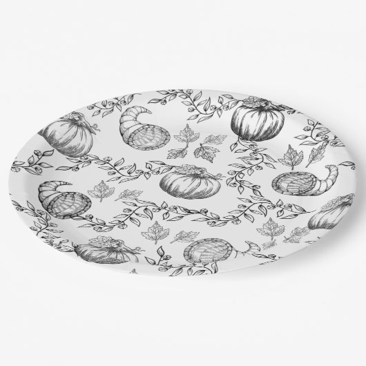 Assiettes En Carton Black Pumpkin Toile 9. Round Paper plate (Angle)