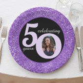 Assiettes En Carton Black Purple Parties scintillant 50 Cinquante ans 