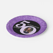 Assiettes En Carton Black Purple Parties scintillant 50 Cinquante ans (Angle)