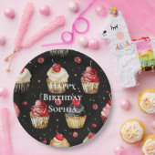 Assiettes En Carton Black Red Gold Glam Cupcakes Anniversaire (Fête)