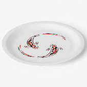 Assiettes En Carton Black & Red Japanese Koi Fish Artistic (Angle)