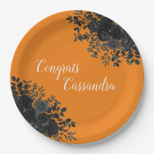 Assiettes En Carton Black Rose Dark Gothic Graduation Party Orange