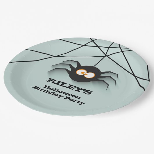 Assiettes En Carton Black Spider Halloween fête d'anniversaire (Angle)