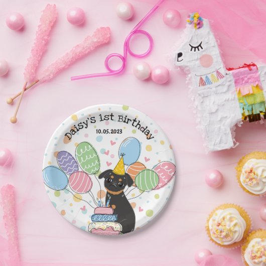 Assiettes En Carton Black Tan Brussels Griffon Chien fête d'anniversai (Fête)