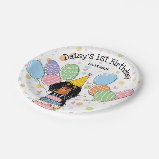 Assiettes En Carton Black Tan Cavalier King Charles Spaniel Anniversai (Angle)