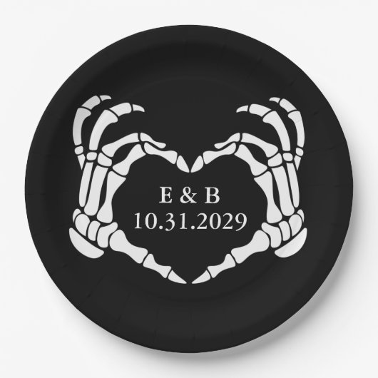 Assiettes En Carton Black Til Death Skeleton Mariage gothique (Devant)