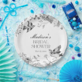 Assiettes En Carton Black Toile De Jouy Vintage Floral Bridal Shower (Fête)