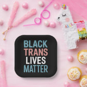 Assiettes En Carton Black Trans LGBTQ Support Vit Matière Transgenre (Fête)