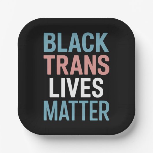 Assiettes En Carton Black Trans LGBTQ Support Vit Matière Transgenre (Recto)