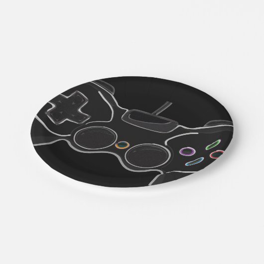 Assiettes En Carton Black Video Game Controller Gamer Anniversaire Par (Angle)