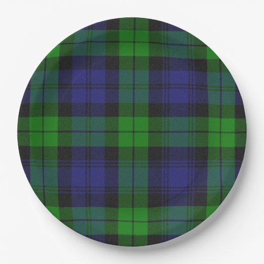 Assiettes En Carton Black Watch Tartan Plaid Scottish Motif (Devant)