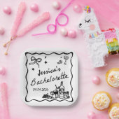 Assiettes En Carton Black Whimsical Beach Bachelorette (Fête)