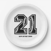 Assiettes En Carton Black & White 21e anniversaire moderne (Devant)