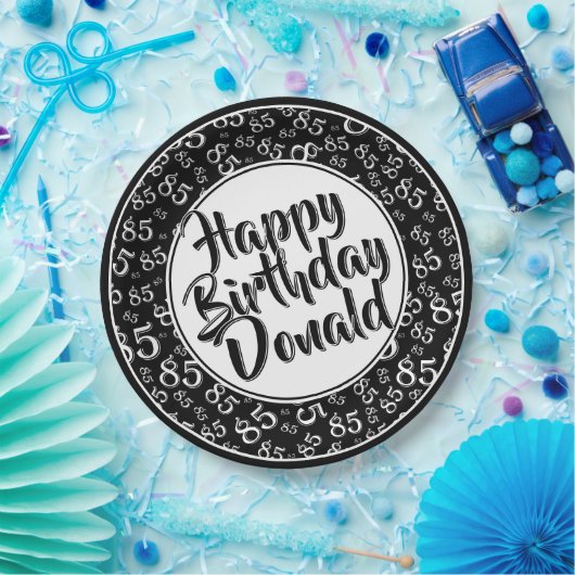 Assiettes En Carton Black/White 85th Random Number Pattern (Fête)