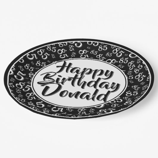 Assiettes En Carton Black/White 85th Random Number Pattern (Angle)