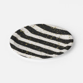 Assiettes En Carton Black White Aquarelle rayures Gold Parties scintil (Angle)