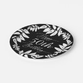 Assiettes En Carton Black & White Botanical Joyeux 50e anniversaire fê (Angle)