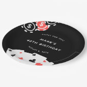 Assiettes En Carton Black White Casino à thème 40e anniversaire (Angle)