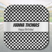 Assiettes En Carton Black White Check Motif Racing thème Anniversaire