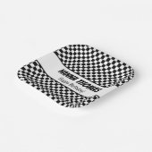 Assiettes En Carton Black White Check Motif Racing thème Anniversaire (Angulaire)