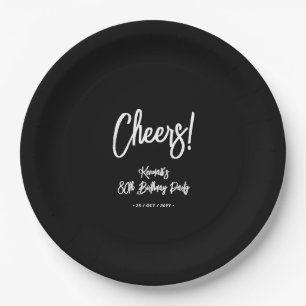 Assiettes En Carton Black & White   Chic Cheers Fête d'anniversaire 80