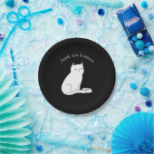 Assiettes En Carton Black white drôle chat "feed me human" (Fête)