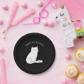 Assiettes En Carton Black white drôle chat "feed me human" (Fête)