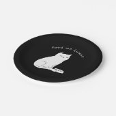 Assiettes En Carton Black white drôle chat "feed me human" (Angle)