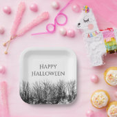 Assiettes En Carton Black White Gothic Woods Halloween Party (Fête)