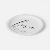 Assiettes En Carton Black & White LOVE Minimal Mariage moderne (Angle)