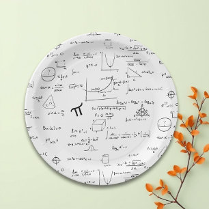 Assiettes En Carton Black White Math Equations Graphics Party