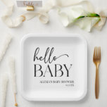 Assiettes En Carton Black White Minimaliste Hello Baby shower bébé<br><div class="desc">Ce sont Black White Minimal Minimaliste Hello Baby Baby shower Plaques de papier!</div>