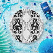 Assiettes En Carton Black & White Mirror Image Music 2 (Fête)