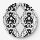 Assiettes En Carton Black & White Mirror Image Music 2 (Devant)