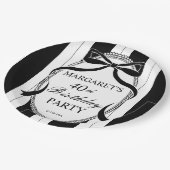 Assiettes En Carton Black white retro stripes bow birthday monogrammed (Angle)