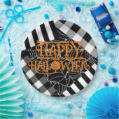 Assiettes En Carton Black & White Spiderweb Patchwork Halloween Party (Fête)