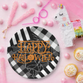 Assiettes En Carton Black & White Spiderweb Patchwork Halloween Party (Fête)