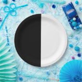 Assiettes En Carton Black & White Split Demi-Anniversaire Chic Party (Fête)