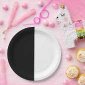 Assiettes En Carton Black & White Split Demi-Anniversaire Chic Party (Fête)