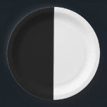 Assiettes En Carton Black & White Split Demi-Anniversaire Chic Party<br><div class="desc">Personnaliser pour tout événement.</div>