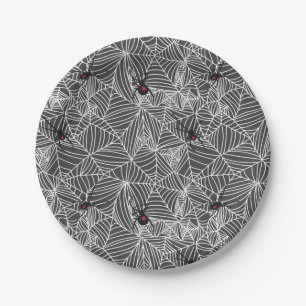 Assiettes En Carton Black Widow Spider Web Grey