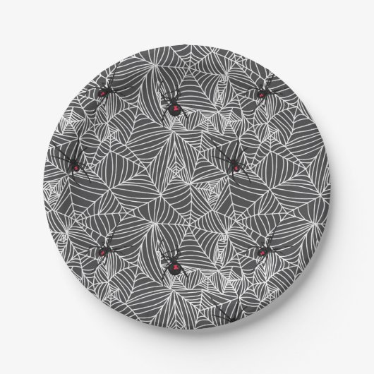 Assiettes En Carton Black Widow Spider Web Grey (Devant)