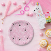 Assiettes En Carton Black Widow Spider Web Pink (Fête)