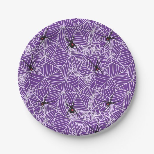 Assiettes En Carton Black Widow Spider Web Purple (Devant)