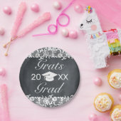 Assiettes En Carton Blackboard & White Lace Casquette Grats Casquette (Fête)