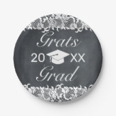 Assiettes En Carton Blackboard & White Lace Casquette Grats Casquette (Devant)