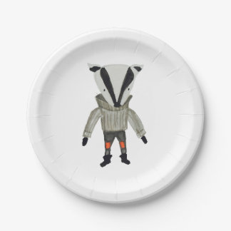 Assiettes En Carton Blaireau mignon d'amis de forêt petit