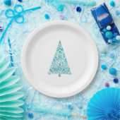 Assiettes En Carton Blanc Aqua Bleu sapin de Noël (Fête)